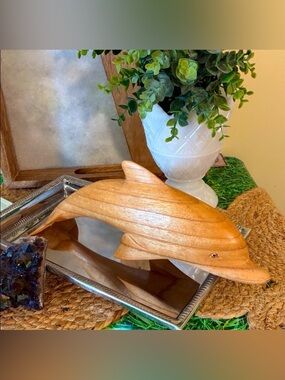 Handcrafted Wooden Dolphin Figurine